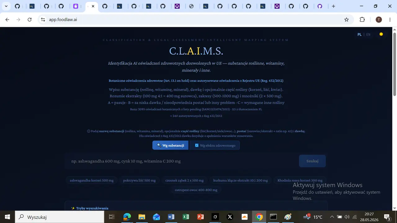 app.foodlaw.ai - Oświadczenia zdrowotne / Health Claims